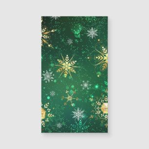 Xmas Golden Snowflakes on Green Background