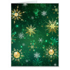 Xmas Golden Snowflakes on Green Background