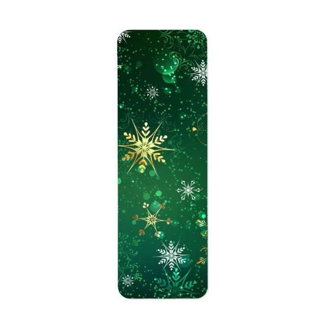 Xmas Golden Snowflakes on Green Background (Front)