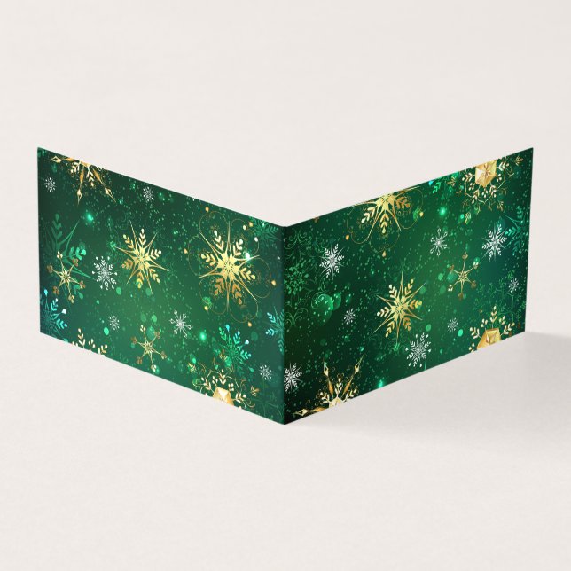 Xmas Golden Snowflakes on Green Background (Outside)
