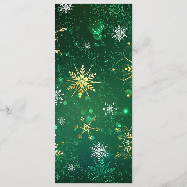 Xmas Golden Snowflakes on Green Background Advice Card (Front)