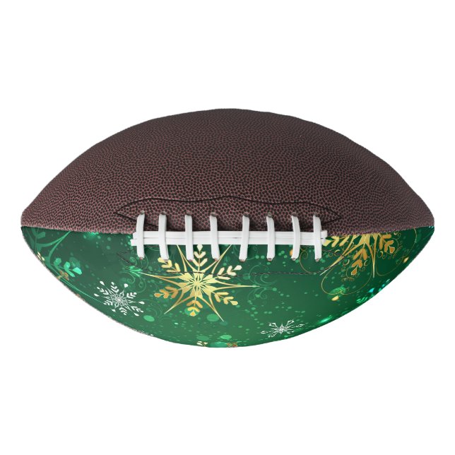 Xmas Golden Snowflakes on Green Background American Football (Front)