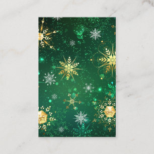 Xmas Golden Snowflakes on Green Background Discount Card