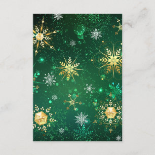 Xmas Golden Snowflakes on Green Background Enclosure Card
