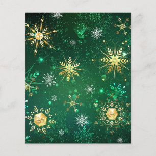 Xmas Golden Snowflakes on Green Background Flyer