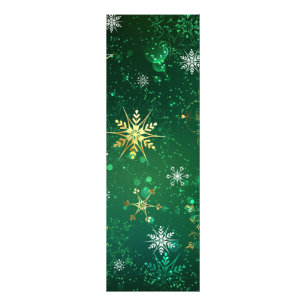 Xmas Golden Snowflakes on Green Background Photo Print