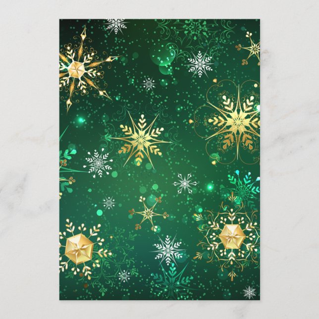 Xmas Golden Snowflakes on Green Background Programme (Front)