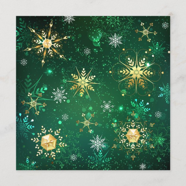 Xmas Golden Snowflakes on Green Background Programme (Front)