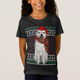 Xmas Great Pyrenee Dog Santa Hat Ugly Christmas T-Shirt