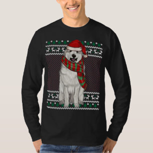 Xmas Great Pyrenee Dog Santa Hat Ugly Christmas T-Shirt