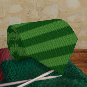 Xmas Green Knit Effect - Two-Tone Spruce Striped Tie