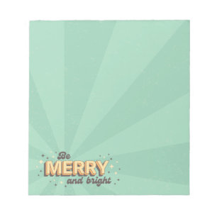 Xmas greetings be merry and bright star text notepad