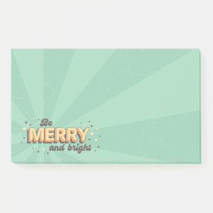 Xmas greetings be merry and bright star text post-it notes