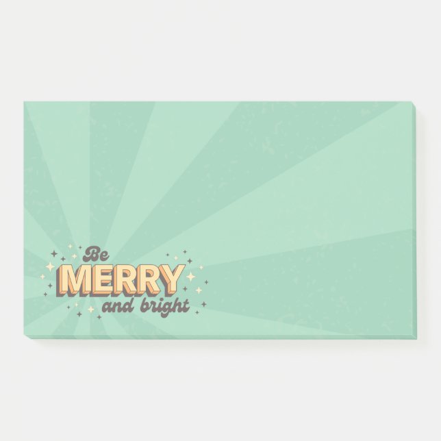 Xmas greetings be merry and bright star text post-it notes (Front)