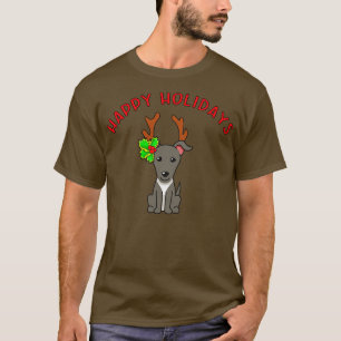 XMAS GREYHOUND PUPPY WITH REINDEER ANTLERS T-Shirt