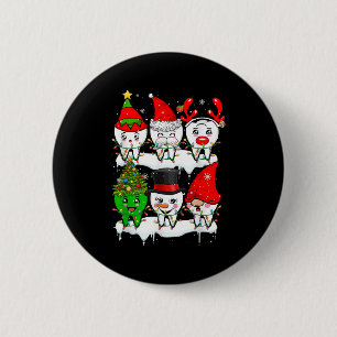 Xmas Group Santa Reindeer Elf Teeth Dentist Job De 6 Cm Round Badge