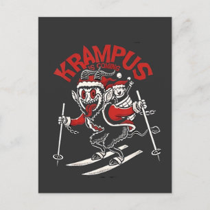 Xmas Gruss Vom Krampus Christmas Devil  Announcement Postcard