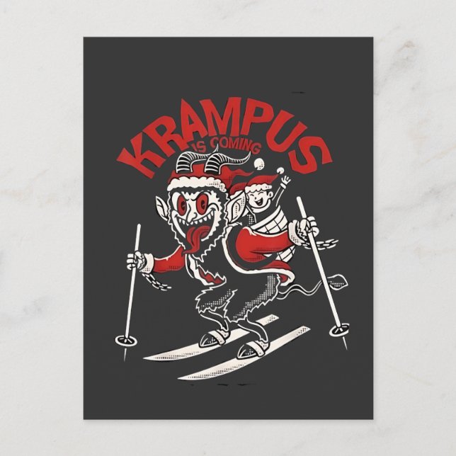 Xmas Gruss Vom Krampus Christmas Devil  Announcement Postcard (Front)