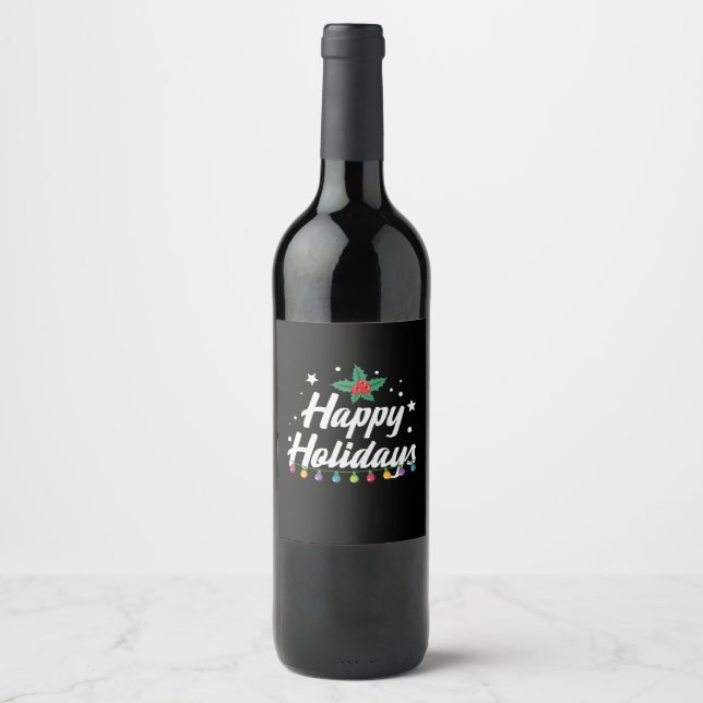Xmas Happy Holliday Wine Label (Front)