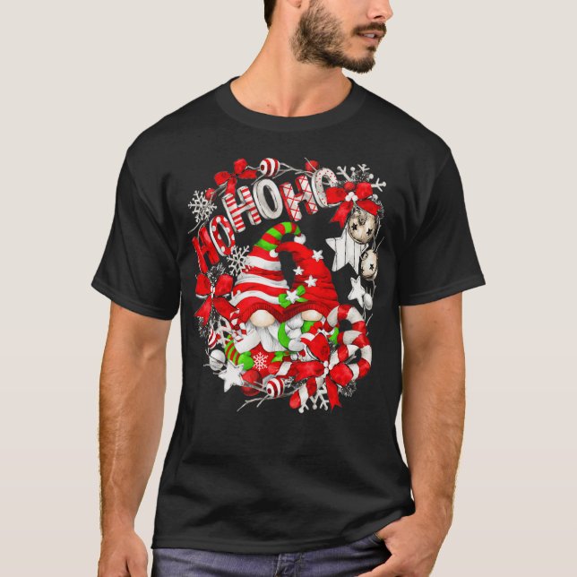 Xmas Hohoho Circle Motif For Christmas Lover  Sant T-Shirt (Front)