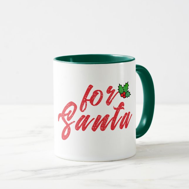 Xmas Holiday Gift Mug, Festive Red and Green Holly Mug (Front Right)