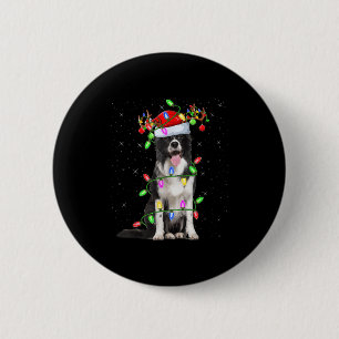 Xmas Holiday Lighting Santa Border Collie Dog Chri 6 Cm Round Badge