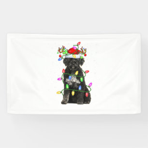 Xmas Holiday Lighting Santa Portuguese Water Dog C Banner