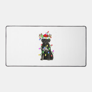 Xmas Holiday Lighting Santa Portuguese Water Dog C Desk Mat