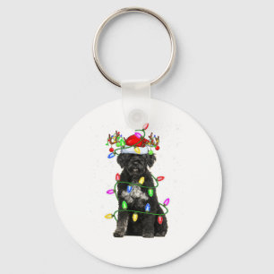 Xmas Holiday Lighting Santa Portuguese Water Dog C Key Ring