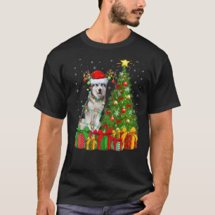 Xmas Holiday Lights Santa Alaskan Malamute Dog Chr T-Shirt