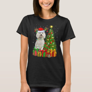 Xmas Holiday Lights Santa Bichon Frise Dog Christm T-Shirt