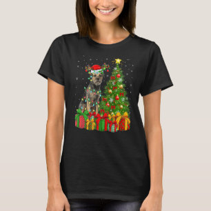 Xmas Holiday Lights Santa Border Terrier Dog Chris T-Shirt