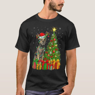 Xmas Holiday Lights Santa Border Terrier Dog Chris T-Shirt