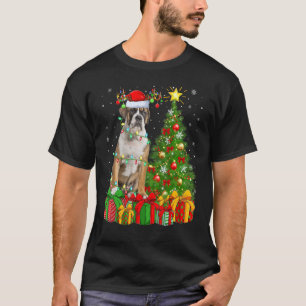 Xmas Holiday Lights Santa English Bulldog Christma T-Shirt