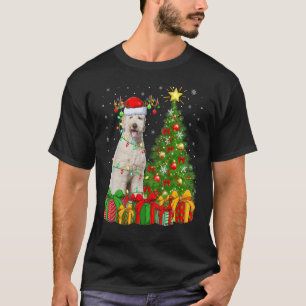 Xmas Holiday Lights Santa Labradoodle Dog Christma T-Shirt