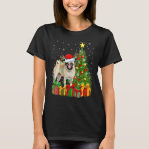 Xmas Holiday Lights Santa Pug Dog Christmas Tree T-Shirt