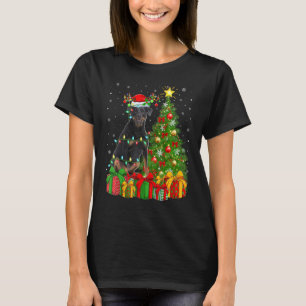 Xmas Holiday Lights Santa Rottweiler Dog Christmas T-Shirt