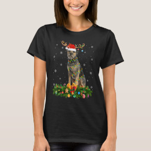 Xmas Holiday Reindeer Hat Santa Border Terrier Dog T-Shirt