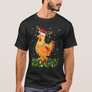 Xmas Holiday Reindeer Hat Santa Chicken Bird Chris T-Shirt