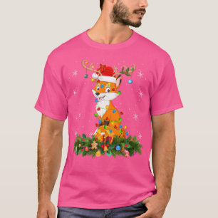 Xmas Holiday Reindeer Hat Santa Fox Christmas T-Shirt