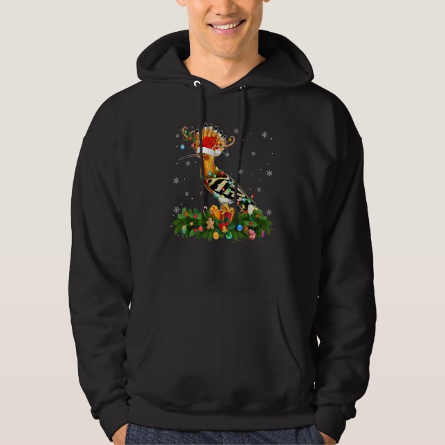 Xmas Holiday Reindeer Hat Santa Hoopoes Bird Chris Hoodie (Front)