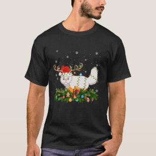 Xmas Holiday Reindeer Hat Santa Persian Cat Christ T-Shirt