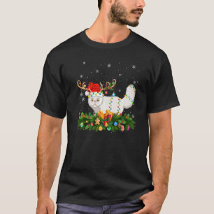 Xmas Holiday Reindeer Hat Santa Persian Cat Christ T-Shirt