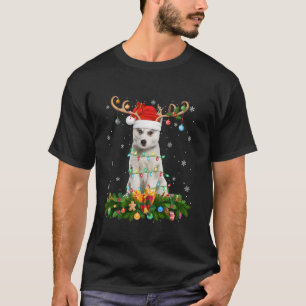 Xmas Holiday Reindeer Hat Santa Siberian Husky Dog T-Shirt