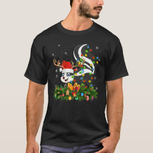 Xmas Holiday Reindeer Hat Santa Skunk Christmas T-Shirt