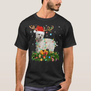 Xmas Holiday Reindeer Hat Santa Westie Dog Christm T-Shirt