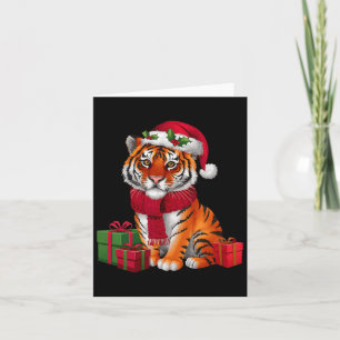 Xmas Holiday Santa Bengal Tiger Christmas  Card