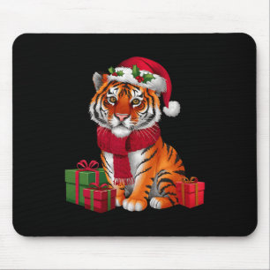 Xmas Holiday Santa Bengal Tiger Christmas Mouse Mat