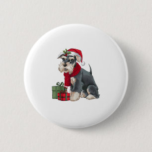 Xmas Holiday Santa Giant Schnauzer Dog Christmas 6 Cm Round Badge
