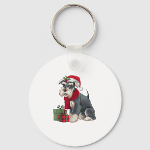Xmas Holiday Santa Giant Schnauzer Dog Christmas  Key Ring